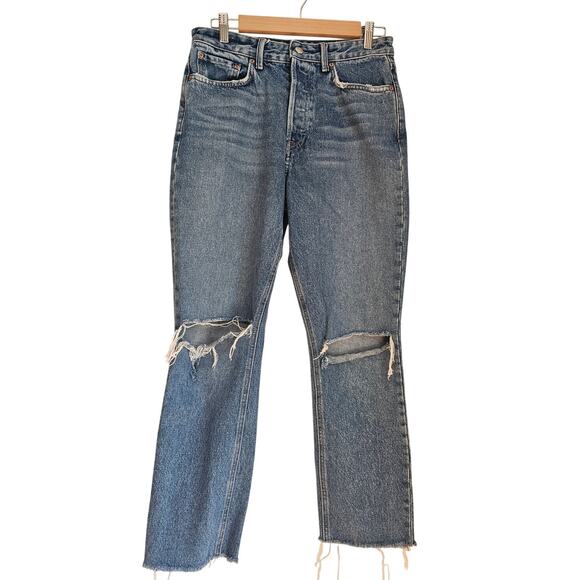 GRLFRND JEANS The Karolina High Rise Distressed Straight Crop Denim Jeans Sz 28 - Picture 2 of 11